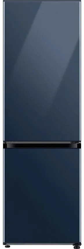 sleek navy blue bottom freezer fridge