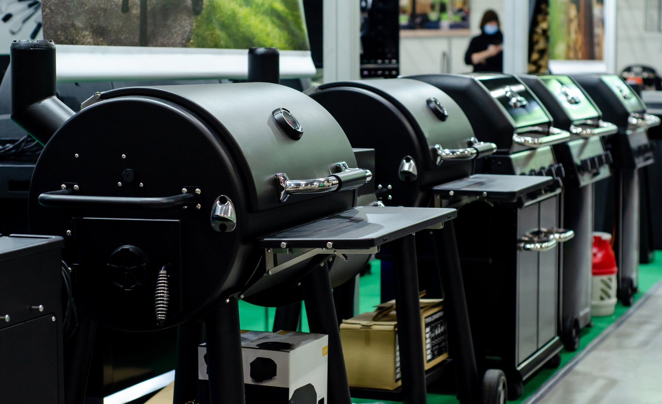 professional grills on display in store