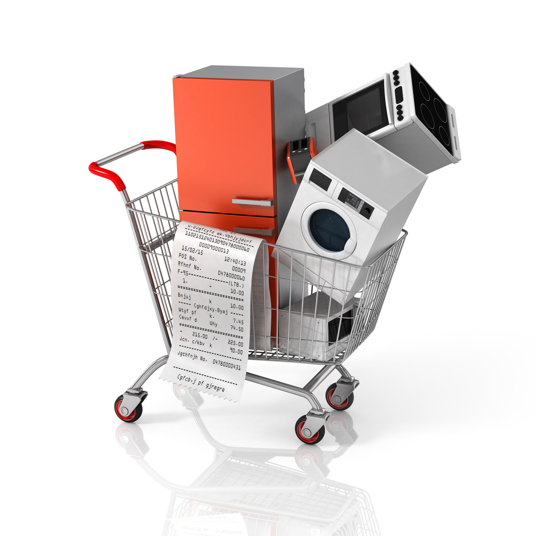rebate large home appliances in shopping cart with receipt 