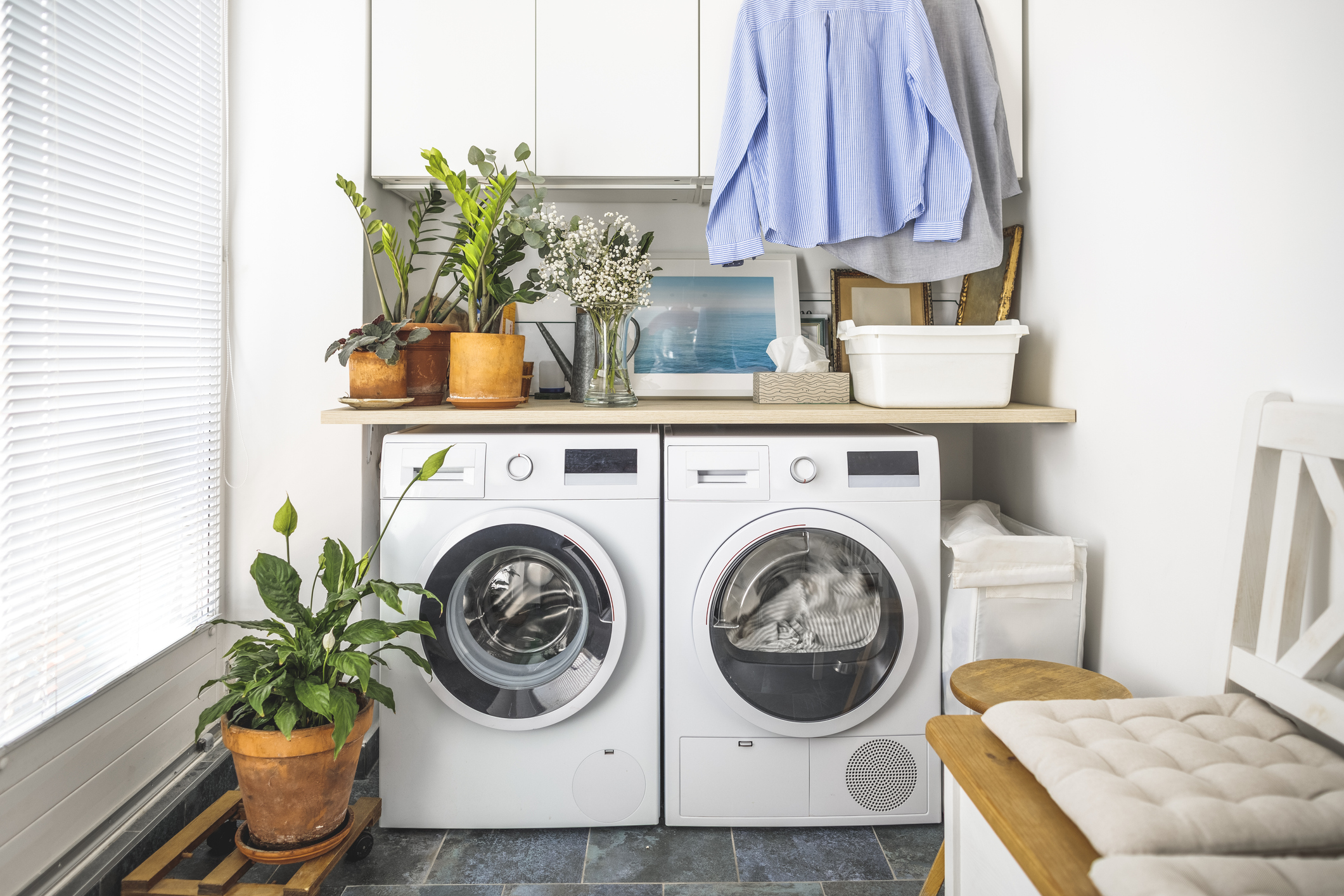 washer and dryer in laundry room 