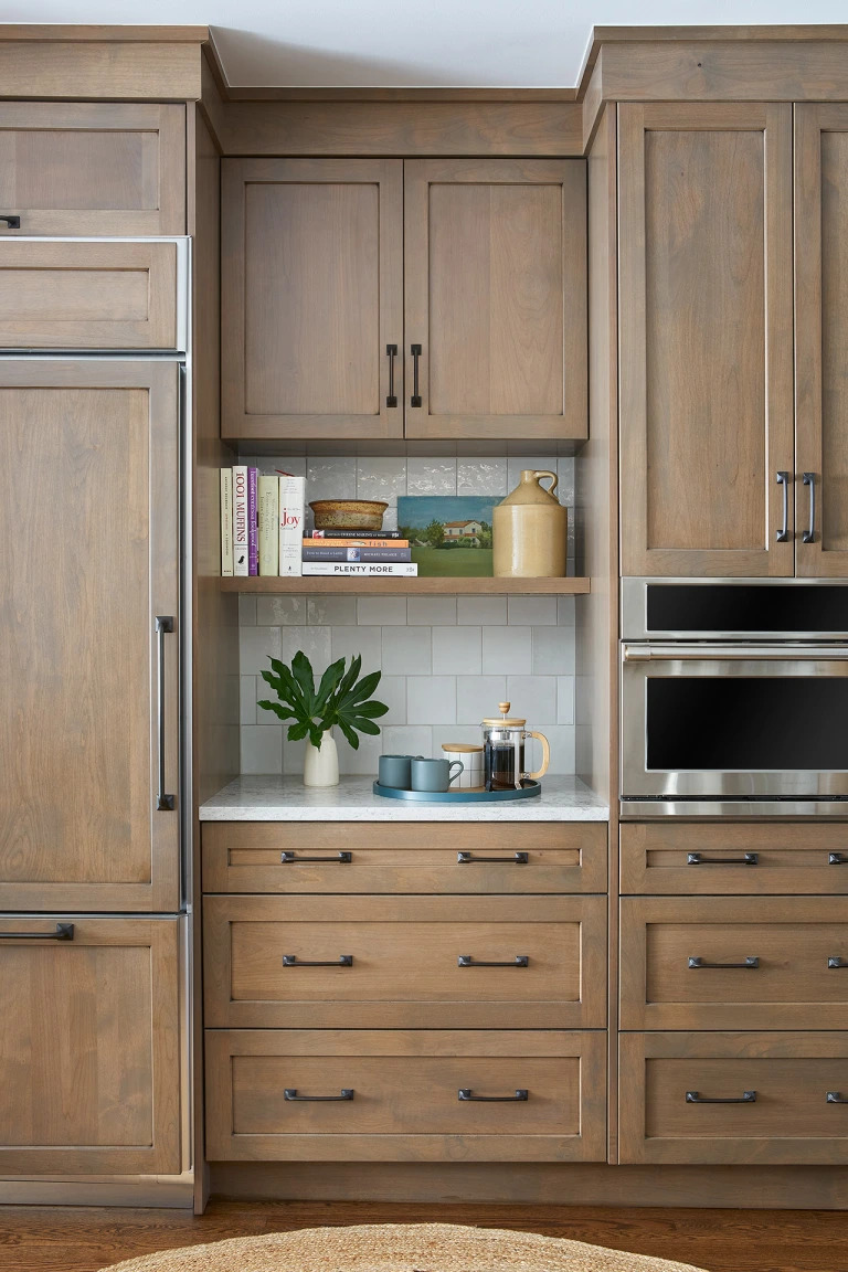 A Monogram 5-in-1 Advantium oven featured in Robin Titus’ Chicago Oak Park bungalow kitchen remodel
