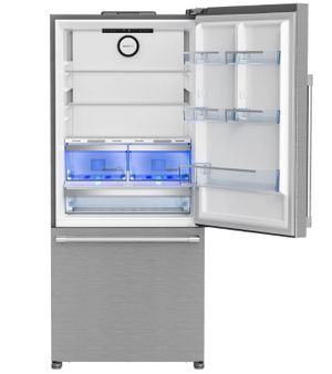 Beko bottom freezer refrigerator with top door open