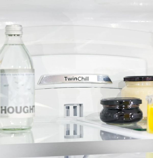 The top shelf of a GE Profile refrigerator with TwinChill 