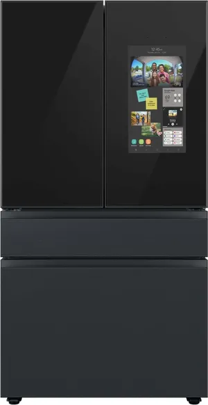 Front view of the Samsung Bespoke RF23BB89008M black French door refrigerator 