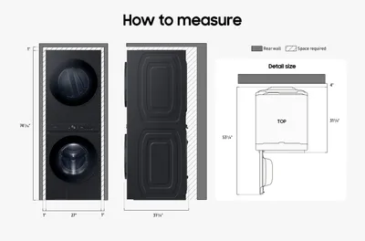 A graphic of the Samsung Bespoke WH46DBH500EV dimensions