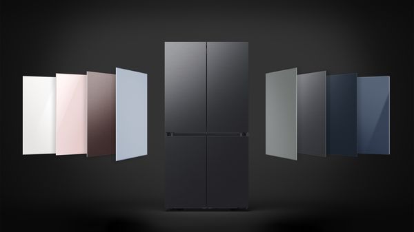 The Samsung RF29A9675 refrigerator aside Bespoke panels 