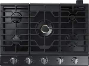 Credit: Samsung Overhead view of the Samsung NA30N7755TG black stainless steel cooktop