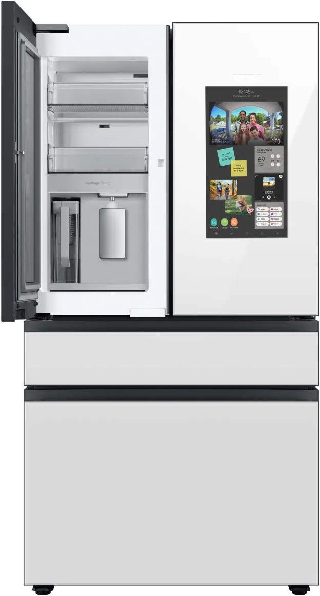 Samsung Bespoke Custom Panel White Glass Refrigerator