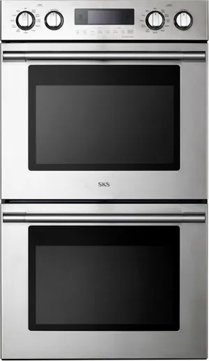 Front view of the Signature Kitchen Suite UPWD3034ST double oven