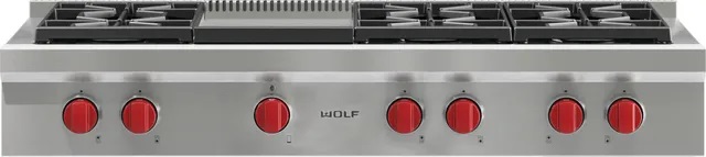 red knobbed gas rangetop