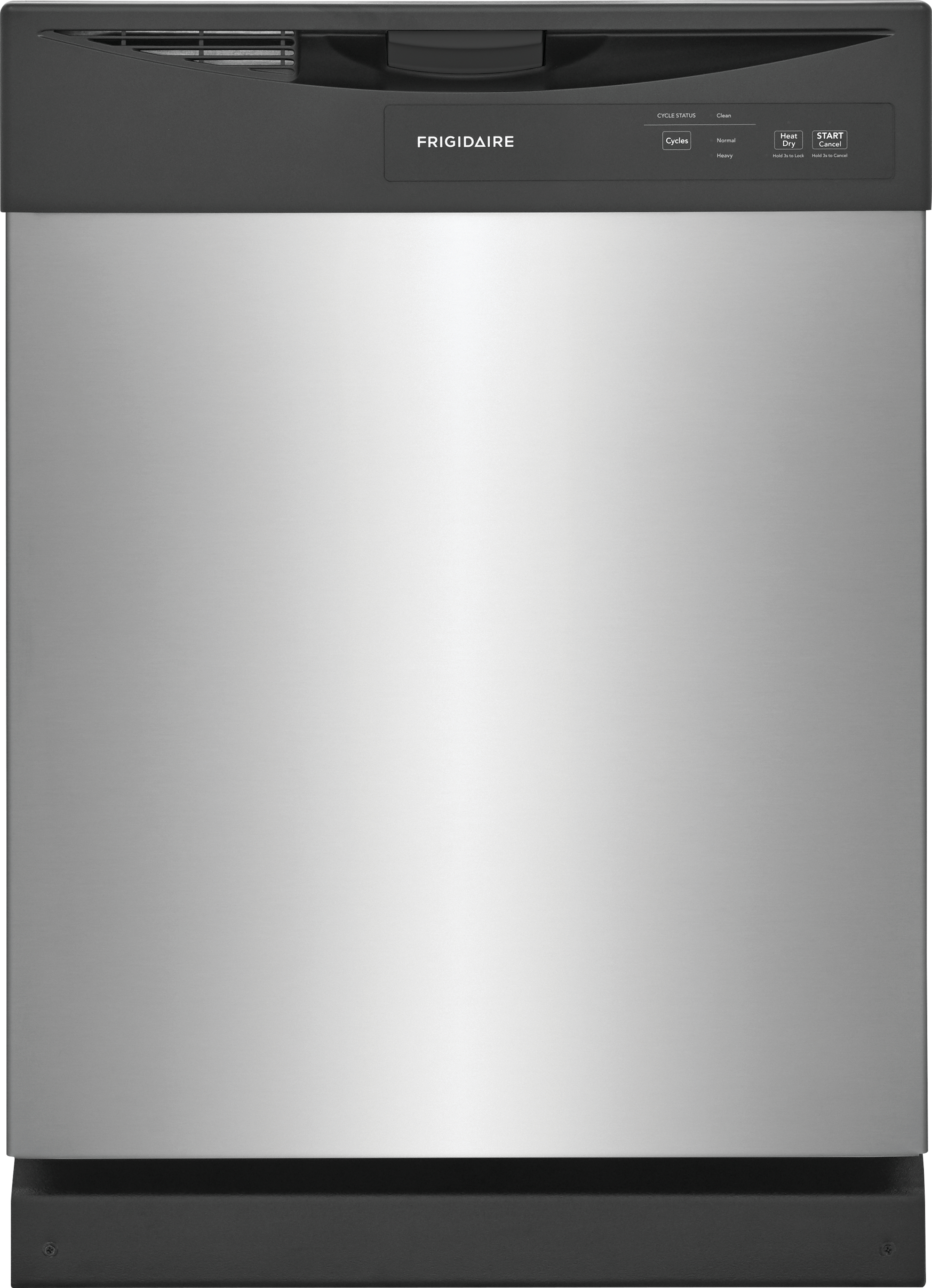 stainless steel dishwasher with black accents 
