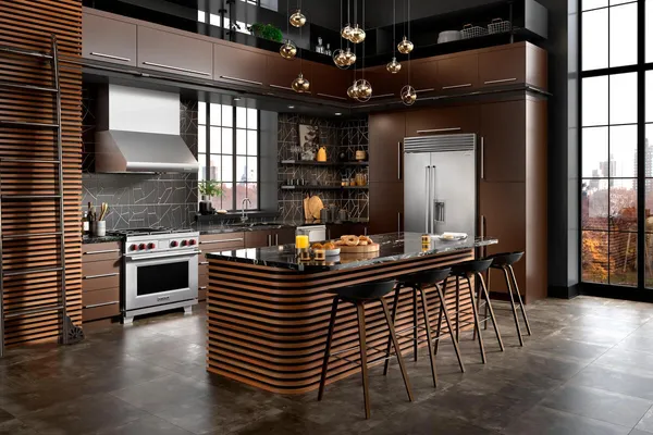 The Sub-Zero CL4250SD_S_P side by side refrigerator in a luxury kitchen 