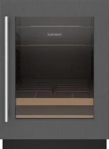 Front view of the Sub-Zero DEU2450BG_R beverage center 