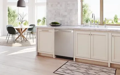 The Thermador Emerald DWHD640EPR dishwasher in a kitchen