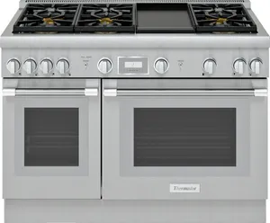 Front view of the Thermador Pro Harmony PRG486WDH range
