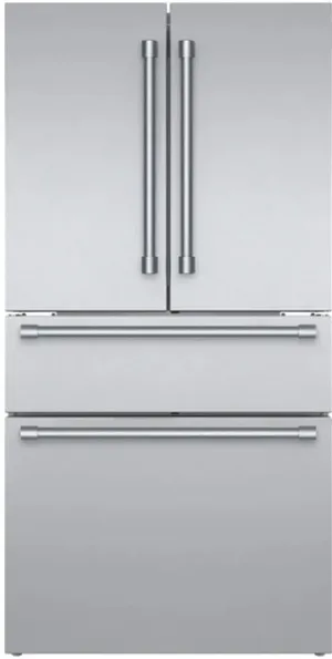 Credit: Thermador Front view of the Thermador T36FL821NS French door refrigerator