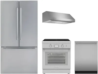 Thermador appliance package featuring the T36FT810NS refrigerator, PRI30LBHU range, DWHD640EFP dishwasher, and HMWB30WS range hood 
