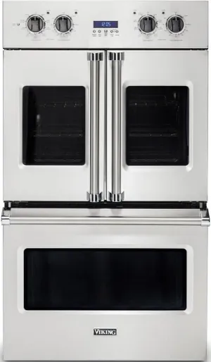 Front view of the Viking Profession Series 7 VDOF7301SS French door double oven