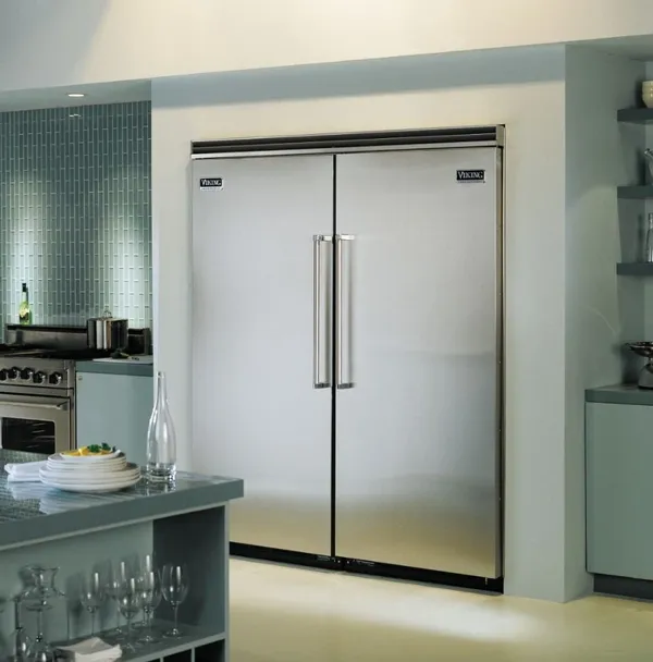 The Viking VCRB5304LSS column refrigerator and matching freezer column in a luxury kitchen 