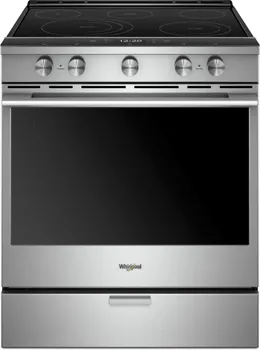 Front view of the Whirlpool WEEA25H0HZ slide in range 
