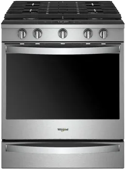 Front view of the Whirlpool WEG750H0HZ gas range