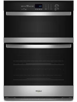 Front view of the Whirlpool WOEC3030LS double oven