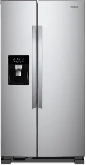 Credit: Whirlpool Front view of the Whirlpool WRS325SDHZ side by side refrigerator