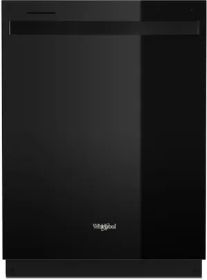 front view of the Whirlpool® 24" Black Built In Dishwasher