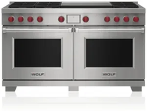 Front view of the Wolf DF60650DG_S_P range