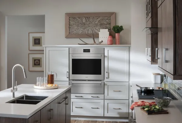 The Wolf SO3050PE_S_P wall oven in a kitchen 