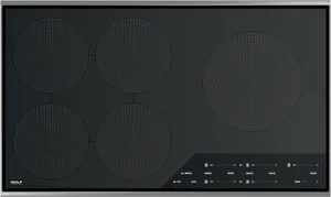 Overhead view of the Wolf Transitional collection 36” induction cooktop 