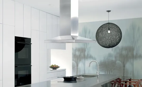 The Wolf VI42S range hood in a designer kitchen 