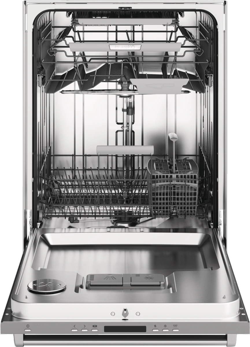The ASKO DBI664PHXXLS 40 Series dishwasher with its door open