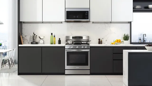 gas range in a kitchen 