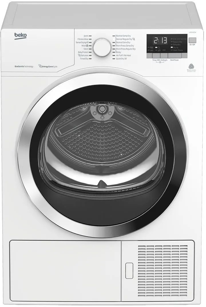 Front view of Beko HPD24412W heated pump dryer 