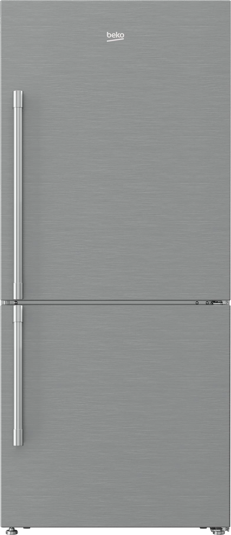 Front view of Beko BFBF3018SS 30” bottom freezer refrigerator 