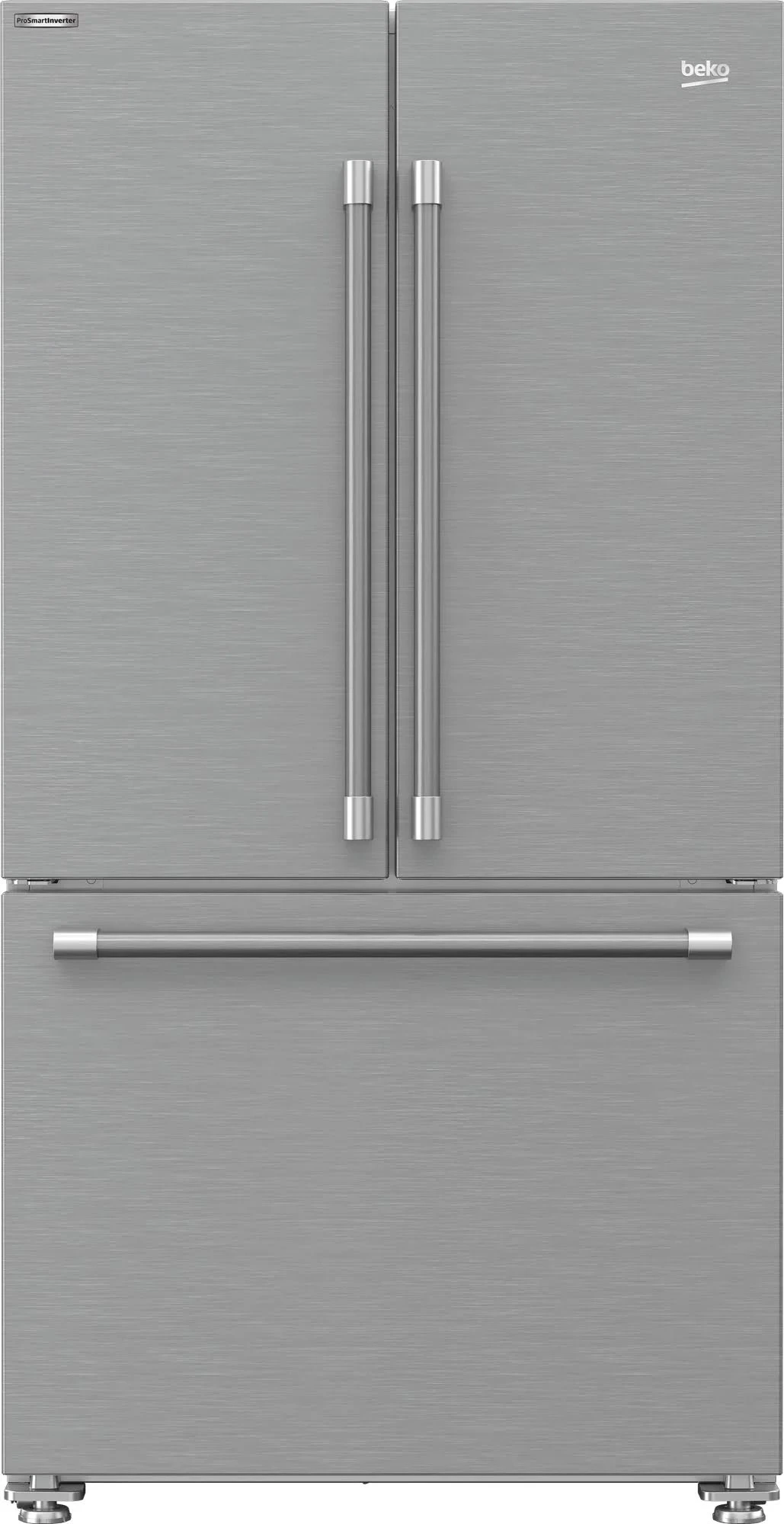 Front view of Beko BFFD3624XSS 36” French door refrigerator 