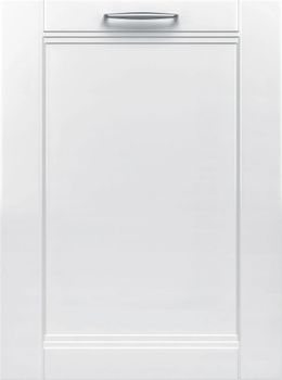 Front view of Bosch 800 Series dishwasher model SHVM78Z53N in a white panel finish 