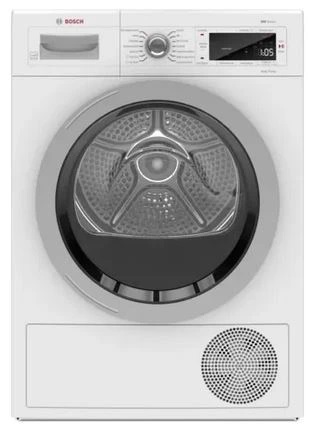 Front view of Bosch 500 Series WTW87NH1UC electric condenser dryer 