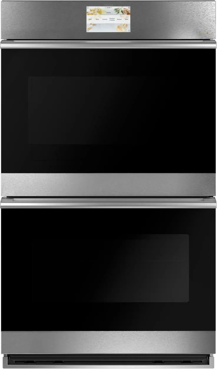 Front view of GE Café CTD70DM2NS5 30-inch electric double convection wall oven