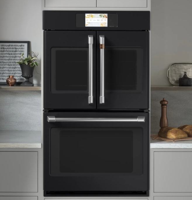 Matte black Cafe double wall oven with digital display