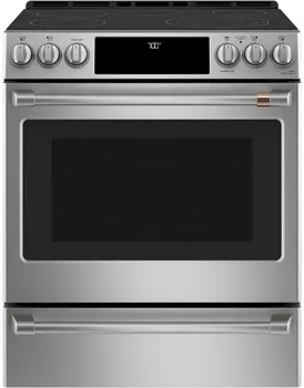 Front view of the Café CES700P2MS1 30” electric range 