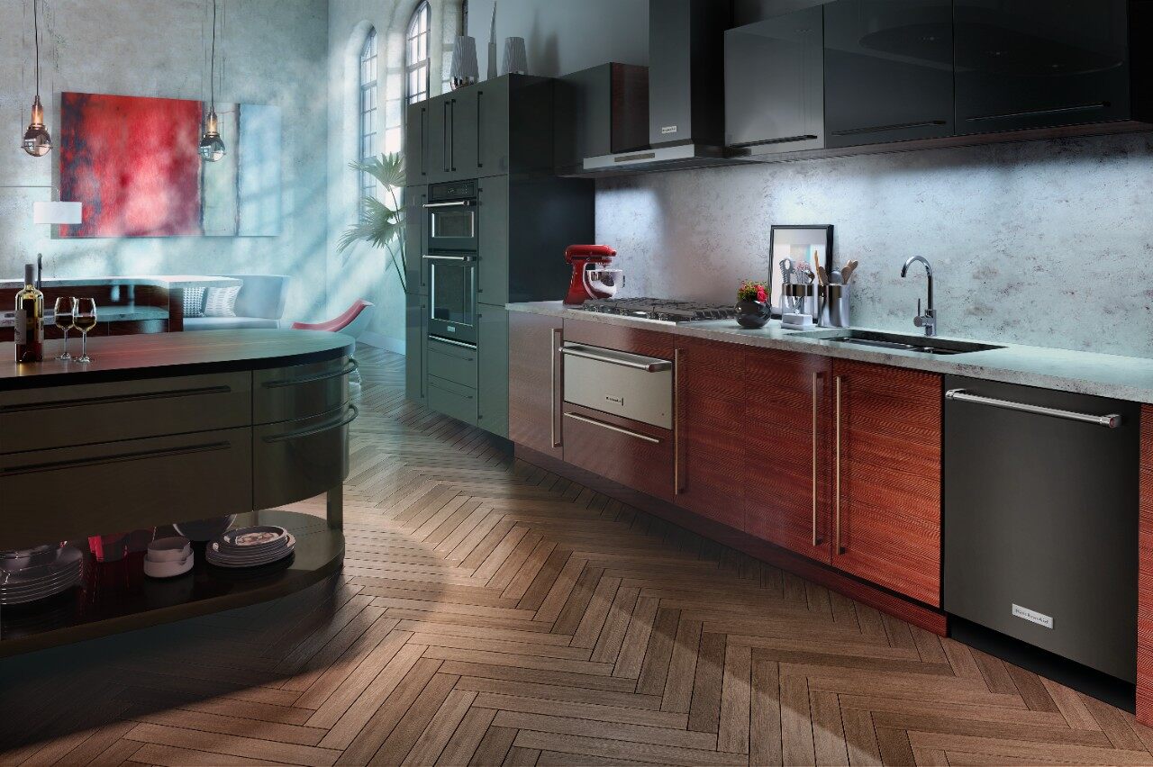 A kitchen featuring KitchenAid appliances 