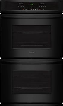 Front view of Frigidaire FFET2726TB 30-inich black double wall oven 