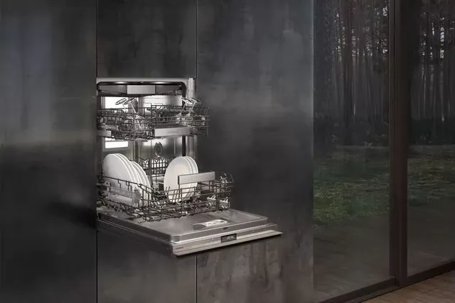The Gaggenau DF481700 400 series dishwasher installed into a kitchen wall  