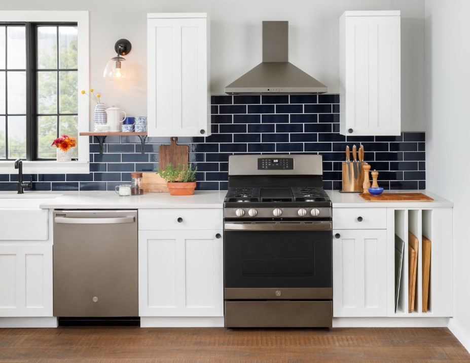 A kitchen featuring GE appliances 