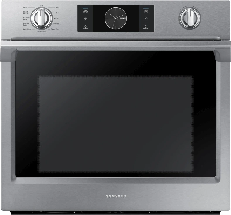 Front view of the Samsung nv51k7770ss30” electric wall oven