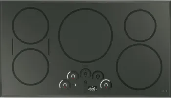 Overhead view of the GE Café CHP95362MSS 36” induction cooktop 