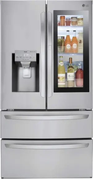 LG Front view of the LG LMXS28596S InstaView refrigerator