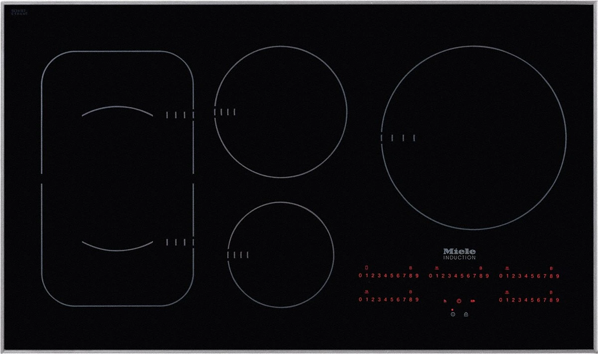 Overhead view of Miele KM6370I 36” induction cooktop